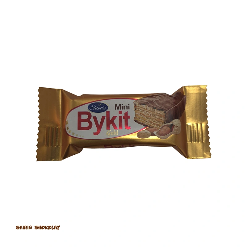 shoniz-A09 ویفر مینی بایکیت شونیز Shoniz با کرم بادام زمینی و روکش کاکائویی پک 250 گرم