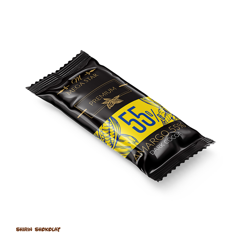 6268241801228 شکلات تلخ 55 درصد مگا استار MegaStar پک 250 گرمی