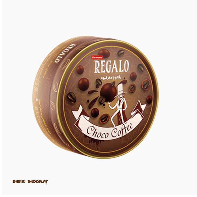 6260201111545 دانه قهوه با روکش کاکائویی رگالو فرمند REGALO Farmand قوطی 80 گرم